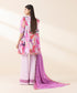 Womens Unstitched Embroidered Pink Three Piece Lawn Suit